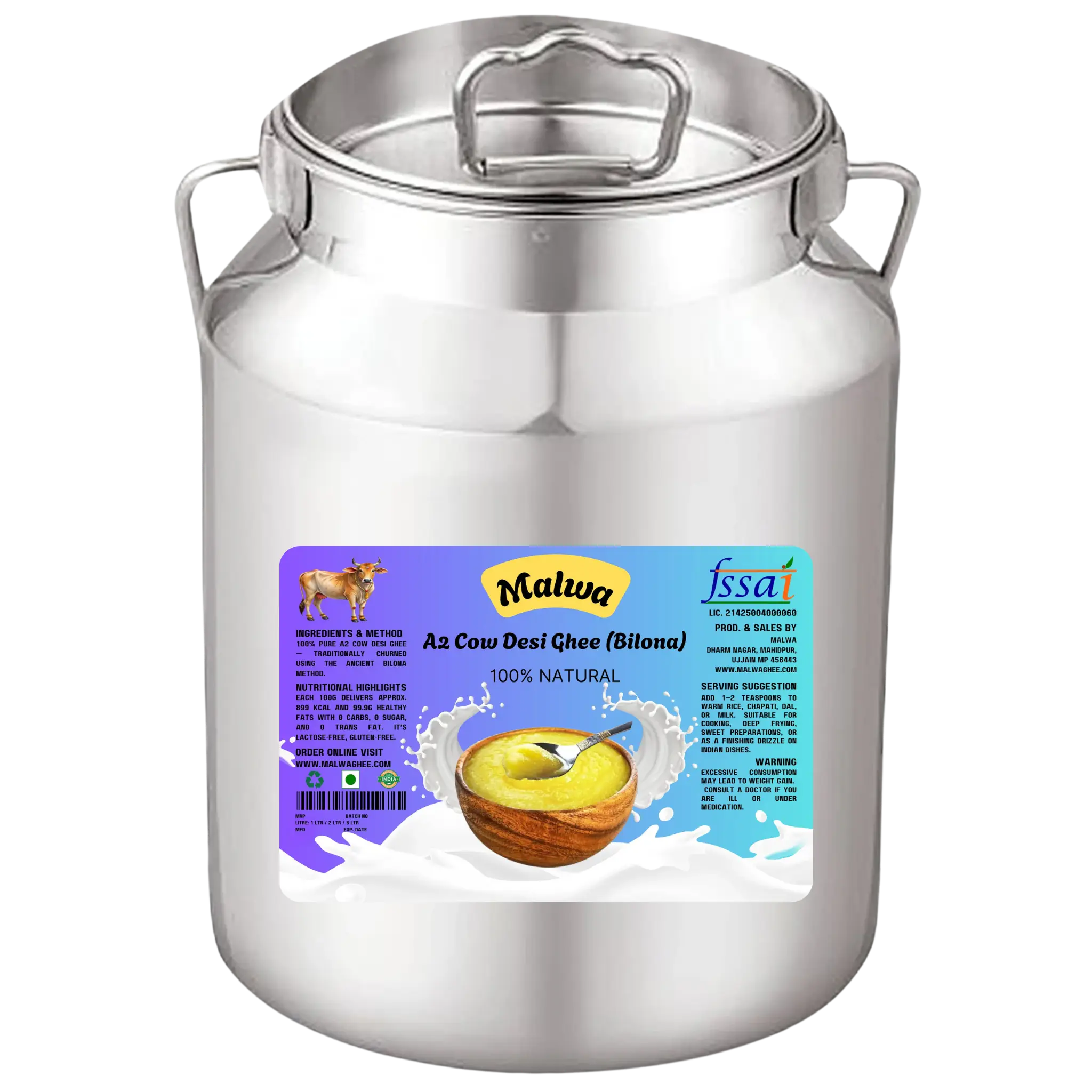 Malwa A2 Cow Desi Ghee (Bilona) 1 Litre