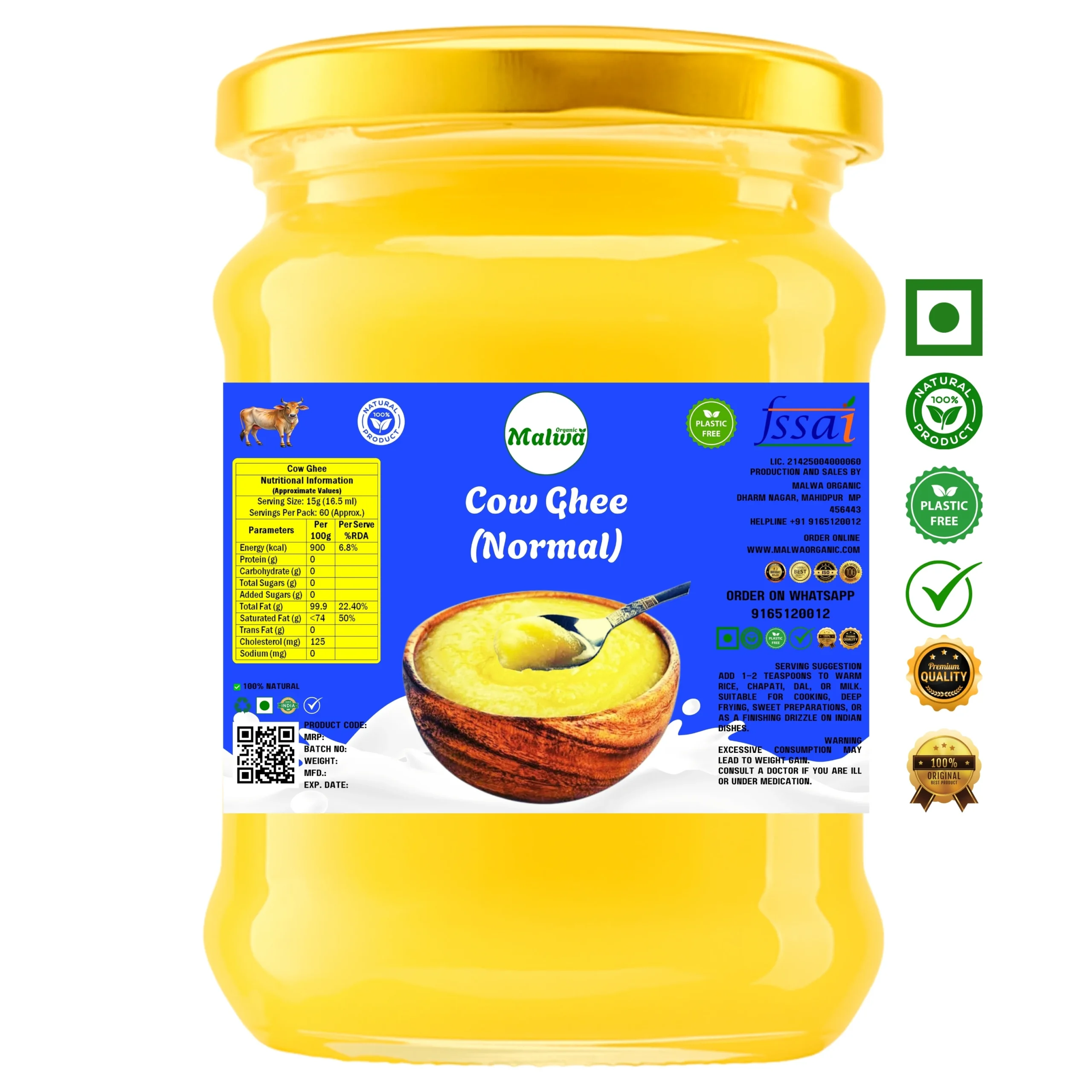 Malwa Organic Cow Ghee (Normal)